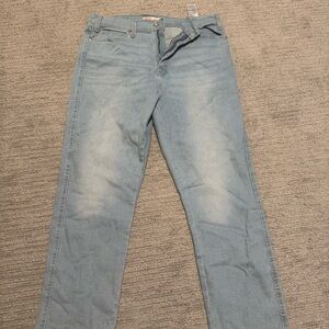 Signature high rise straight jeans, size 14